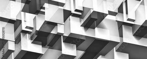 Zdjęcie XXL Objętościowa geometryczna szklana budowa, 3d sześciany siwieją tło, kształtuje mozaikę, abstrakci tapeta, wektorowy projekt dla ciebie prezentacja