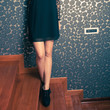 fashion girl in little black dress and high heel shoes fashion girl in little black dress and high heel shoes