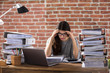 Tired Businesswoman Working At Office Tired Businesswoman Working At Office