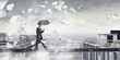 Fearless businessman overcoming difficulty. Mixed media Fearless businessman overcoming difficulty. Mixed media