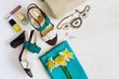flat lay Women's shoes and accessories collage. Beauty and fashion background flat lay Women's shoes and accessories collage. Beauty and fashion background