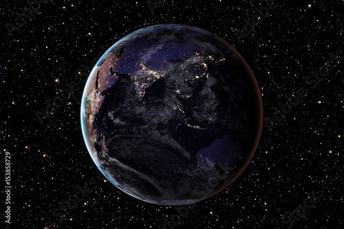 Planet Earth from space at night. Elements of this image furnished by NASA