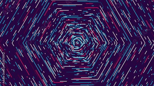Plakat Kolor sześciokątne cyber tunelu, technologiczne streszczenie tło wektor