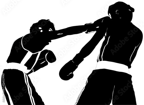 Fototapeta black silhouette boxer straight right punch to head fight Boxing