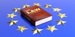 Law book on european union flag. 3d illustration Law book on european union flag. 3d illustration