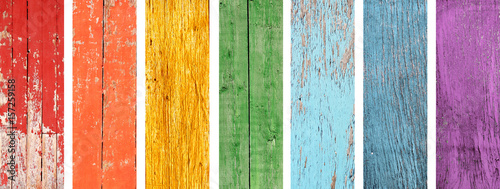  Set of banner with wood textures of rainbow colors