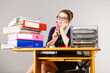 Sleepy business woman in office working Sleepy business woman in office working