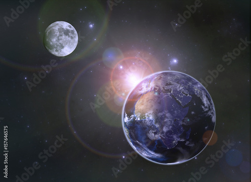 Planet Earth and the Sun. Elements of this image furnished by NASA