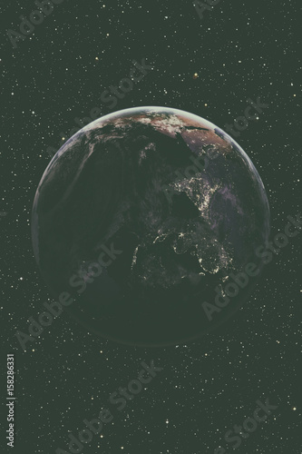 Planet Earth from space at night. Elements of this image furnished by NASA