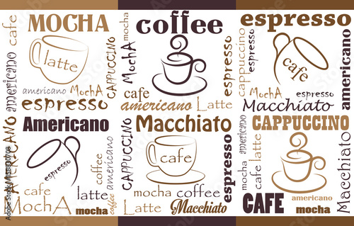 Coffee Background. Seamless coffee pattern.Templates with coffee for flyers, banners, invitations, restaurant or cafe menu design.