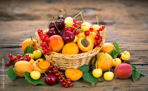 Fresh summer fruits in the basket