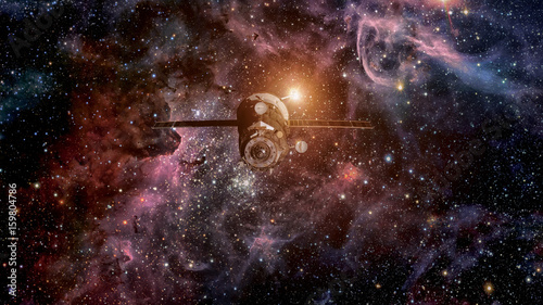 Obraz na płótnie Spacecraft Progress orbiting the space. Elements of this image furnished by NASA.