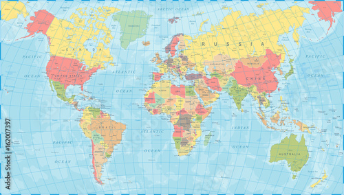 Fototapeta Colored World Map - Vector Illustration