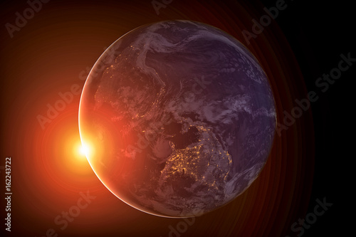 The Earth from space at night. South and North America. Elements of this image furnished by NASA