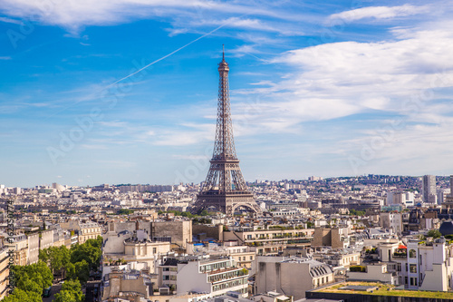 Fototapeta Summer view of Paris with Eiffel tower 