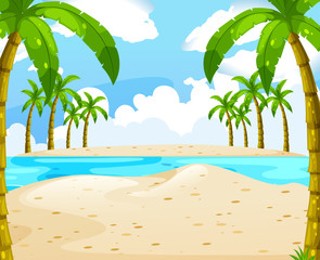 Beach with coconut trees