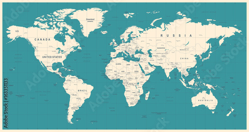 Obraz na płótnie World Map Vintage Vector. Detailed illustration of worldmap