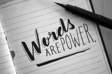 WORDS ARE POWER hand-lettered quotation