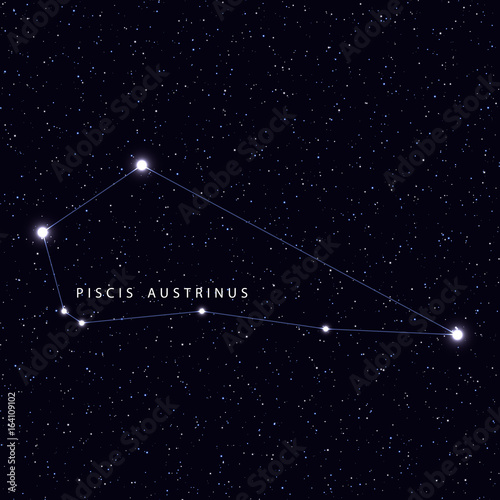 Zdjęcie XXL Sky Map z nazwą gwiazd i konstelacji. Astronomiczny symbol konstelacji Piscis Austrinus