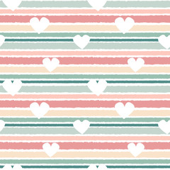 cute lovely horizontal striped seamless vector pattern background illustration with hearts