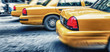 Yellow cabs in city avenue fast speeding, New York City Yellow cabs in city avenue fast speeding, New York City
