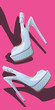 Blue high-heeled sandals in patent leather Blue high-heeled sandals in patent leather