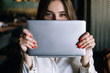 New electronic purchase. Modern technology. Success in e-commerce, happy business woman New electronic purchase. Modern technology. Success in e-commerce, happy business woman