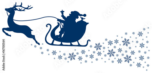 Dark Blue Christmas Sleigh & Snowflakes