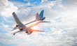 Airliner in sky. Mixed media Airliner in sky. Mixed media