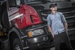 Semi Truck Caucasian Driver Semi Truck Caucasian Driver