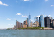 Lower Manhattan skyline New York City from bay NYC USA Lower Manhattan skyline New York City from bay NYC USA