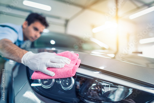 Car detailing concept. Auto cleaning and polish.