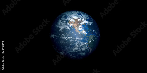Plakat Bardzo szczegółowe i realistyczne wysokiej rozdzielczości 3D ilustracji huraganu zbliża Texas. Strzał z kosmosu. Elementy tego obrazu są dostarczane przez NASA.