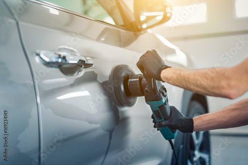 Car detailing concept. Auto cleaning and polish.