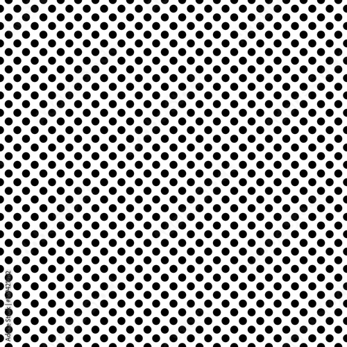 Zdjęcie XXL Kropkowany zwarty monochromatyczny wektorowy bezszwowy wzór. Tło płytek polka w czerni i bieli.