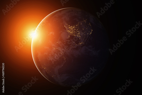 The Earth from space at night. South and North America. Elements of this image furnished by NASA