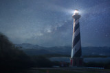 A lighthouse under night sky