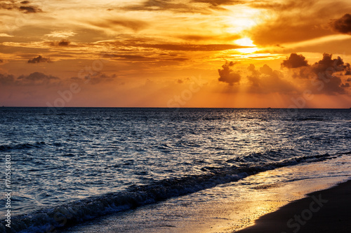Beautiful landscape, bright tropical sea sunset