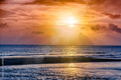 Beautiful landscape, bright tropical sea sunset
