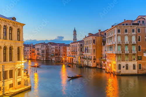 Plakat Wenecja zmierzchu miasta linia horyzontu przy kanał grande, Wenecja (Venezia), Włochy