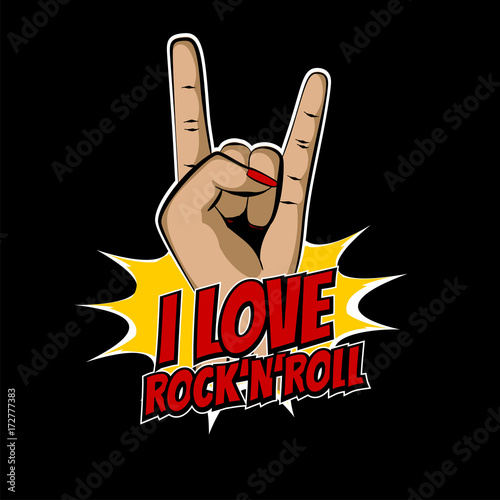Plakat Dziewczyna metal strony wow rock pop-artu, stylu cartoon. Komiks muzyka tekst wektor ilustracja. Zaproszenie na godło strony. Projekt szkic rocznika handdrawn. Rocknot rock retro kobieta.