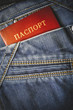 Passport in the pocket of blue jeans. Passport in the pocket of blue jeans.