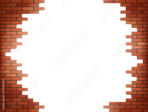 White hole in red brick wall.