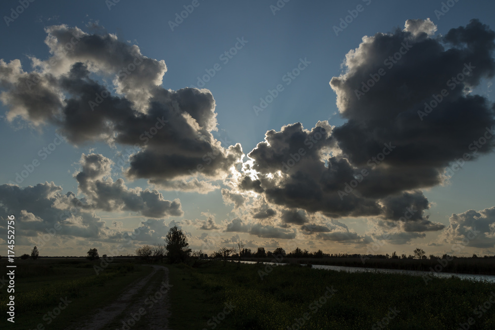 sunset sky with clouds