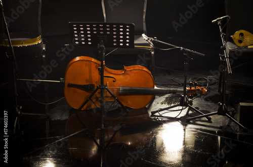 Zdjęcie XXL muzyka wiolonczelowa muzyka orkiestra muzyka na scenie sala koncertowa