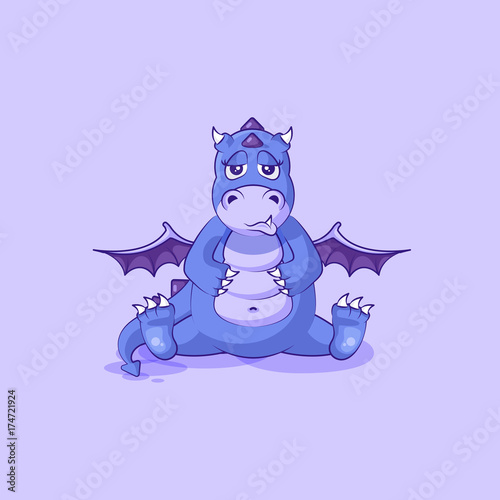 Plakat Wektor Emotikon znak dinozaura smoka dinozaura smutny i sfrustrowany naklejki emotikon