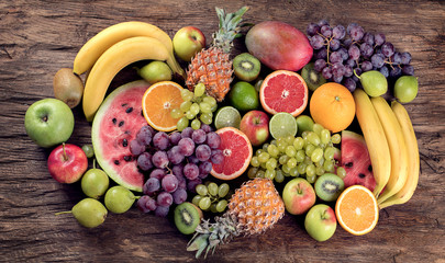 Fruits background. Healthy diet eating concept