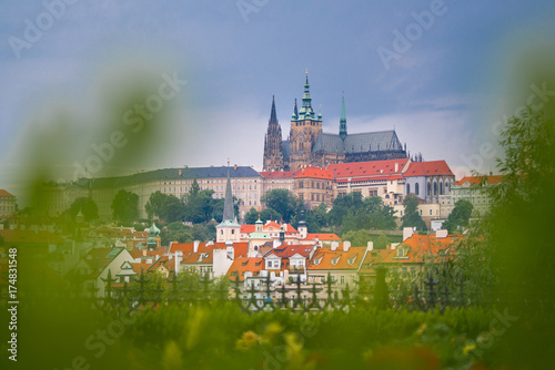 Plakat Piękny krajobraz stary miasteczko, Praga kasztel i Hradcany w Praga, republika czech.