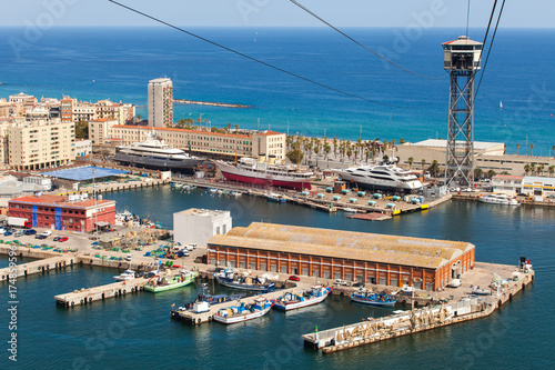 Zdjęcie XXL Widok z lotu ptaka schronienia okręg w Barcelona, Hiszpania. Panoramiczny widok wybrzeża