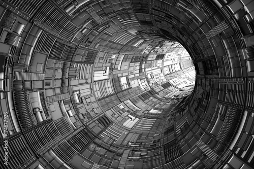 Plakat streszczenie science fiction tunelu technologii jasne światło na końcu (3d)